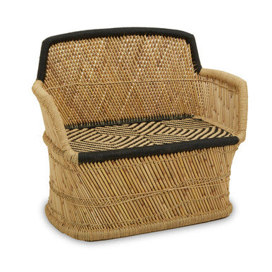 Rowan Natural and Black Woven Bamboo 2 Seater Sofa