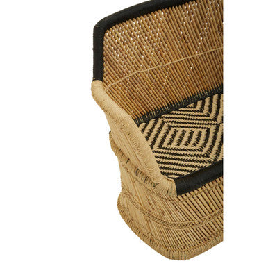 Rowan Natural and Black Woven Bamboo 2 Seater Sofa