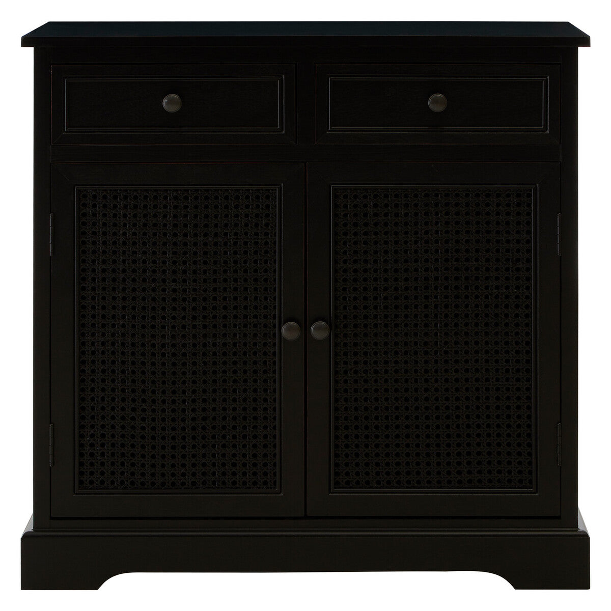 Heritage Black Wooden and Rattan 2 Door Sideboard with Drawers