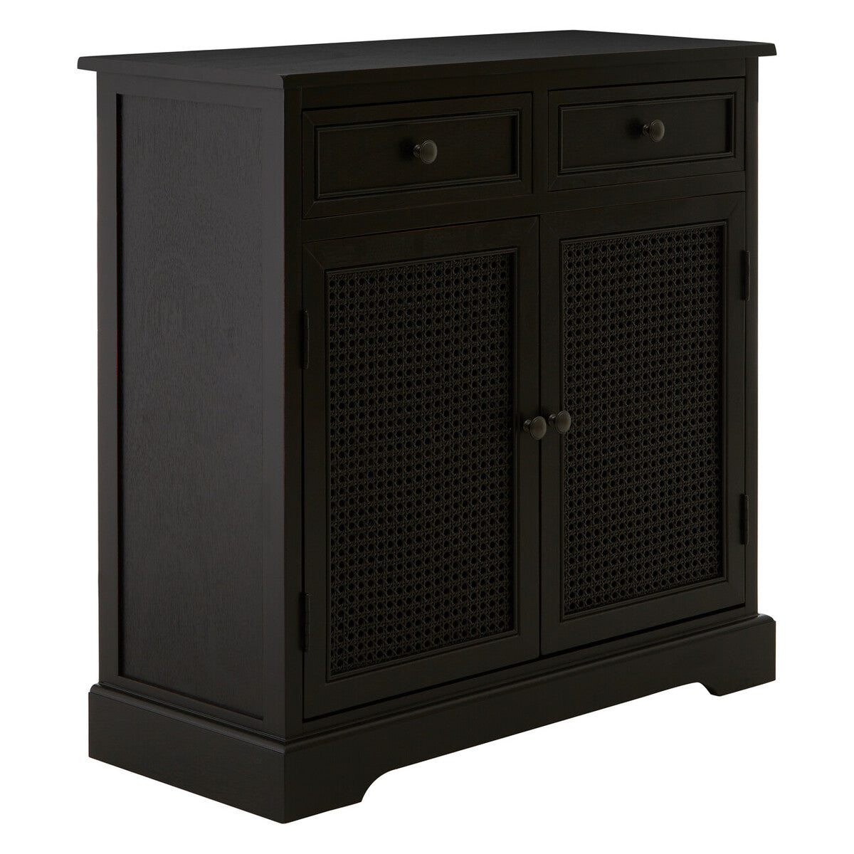 Heritage Black Wooden and Rattan 2 Door Sideboard with Drawers