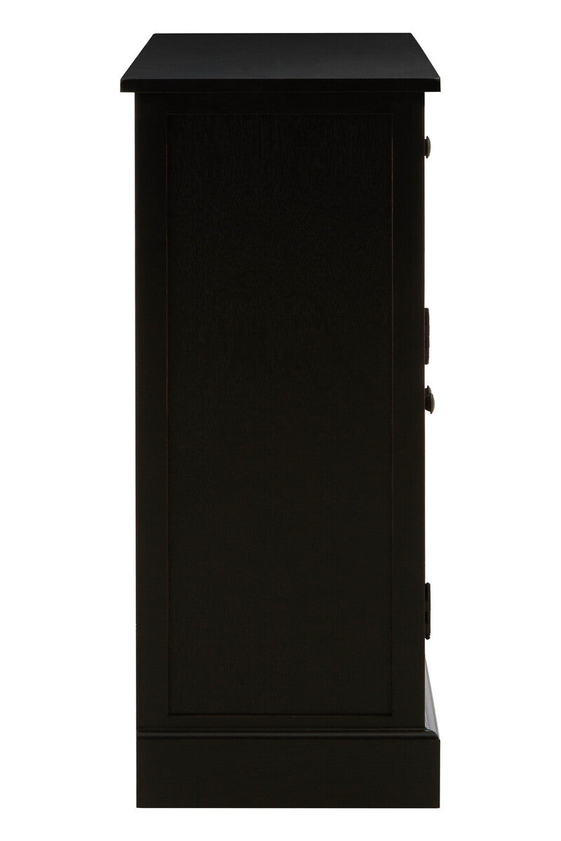 Heritage Black Wooden and Rattan 2 Door Sideboard with Drawers