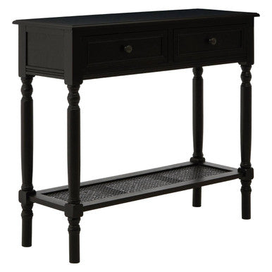 Heritage Black Wooden 2 Drawer Console Table with Lower Shelf