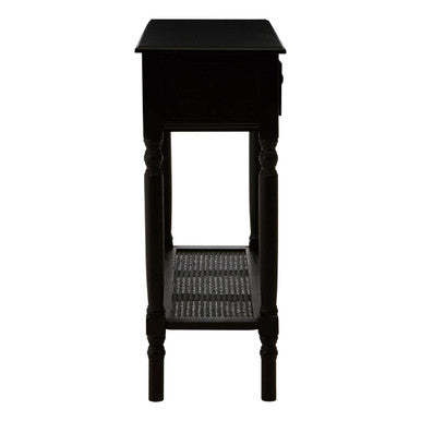 Heritage Black Wooden 2 Drawer Console Table with Lower Shelf