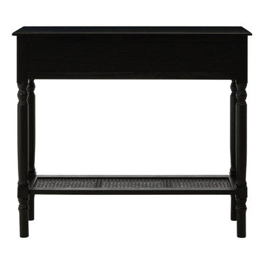 Heritage Black Wooden 2 Drawer Console Table with Lower Shelf