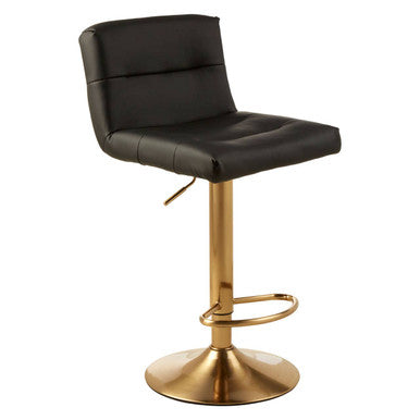 Baina Black Leather Effect Bar Stool with Gold Finish Base