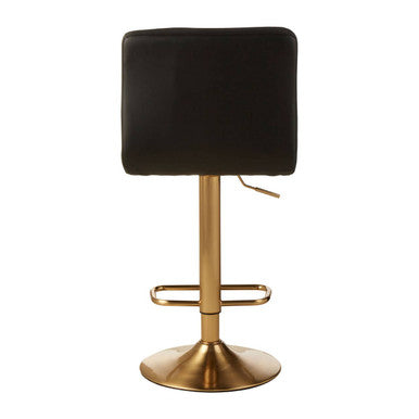 Baina Black Leather Effect Bar Stool with Gold Finish Base