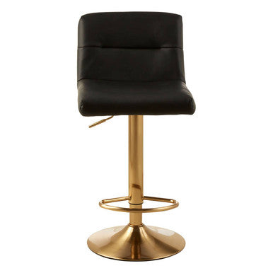 Baina Black Leather Effect Bar Stool with Gold Finish Base