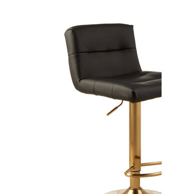 Baina Black Leather Effect Bar Stool with Gold Finish Base