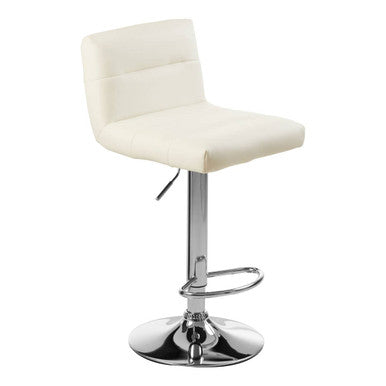 Baina White Leather Effect Bar Stool with Chrome Finish Base