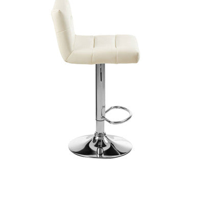 Baina White Leather Effect Bar Stool with Chrome Finish Base