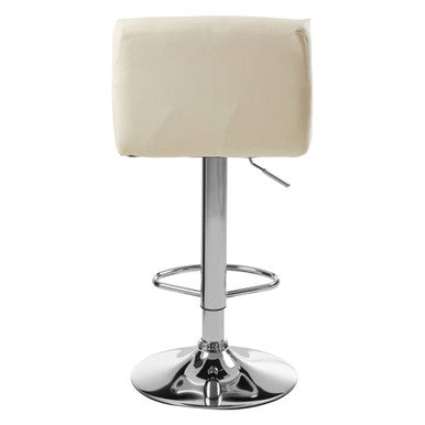 Baina White Leather Effect Bar Stool with Chrome Finish Base