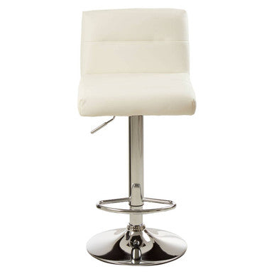 Baina White Leather Effect Bar Stool with Chrome Finish Base