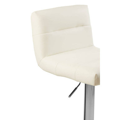 Baina White Leather Effect Bar Stool with Chrome Finish Base