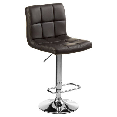 Baina Black Quilted Leather Effect Bar Stool with Chrome Finish Base