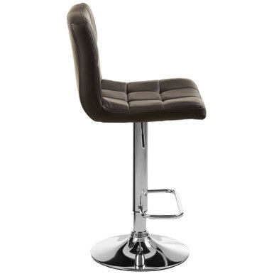 Baina Black Quilted Leather Effect Bar Stool with Chrome Finish Base