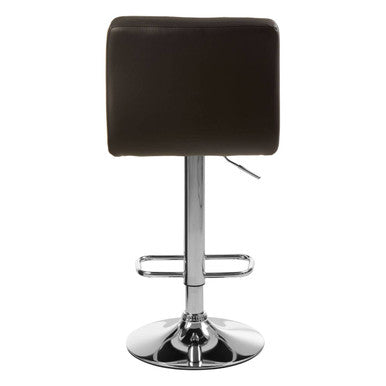 Baina Black Quilted Leather Effect Bar Stool with Chrome Finish Base