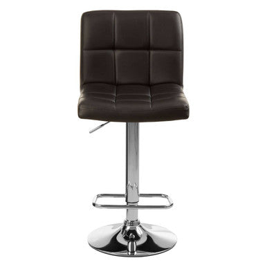 Baina Black Quilted Leather Effect Bar Stool with Chrome Finish Base