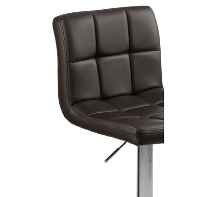 Baina Black Quilted Leather Effect Bar Stool with Chrome Finish Base