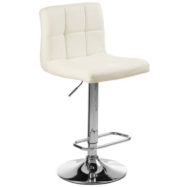 Baina White Leather Effect Adjustable Bar Chair