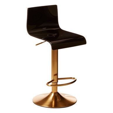 Baina Black Acrylic Bar Stool with Gold Finish Base