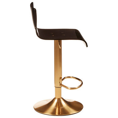 Baina Black Acrylic Bar Stool with Gold Finish Base