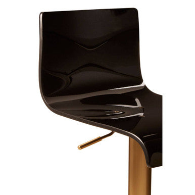 Baina Black Acrylic Bar Stool with Gold Finish Base