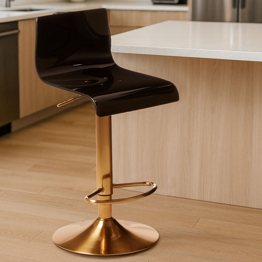 Baina Black Acrylic Bar Stool with Gold Finish Base