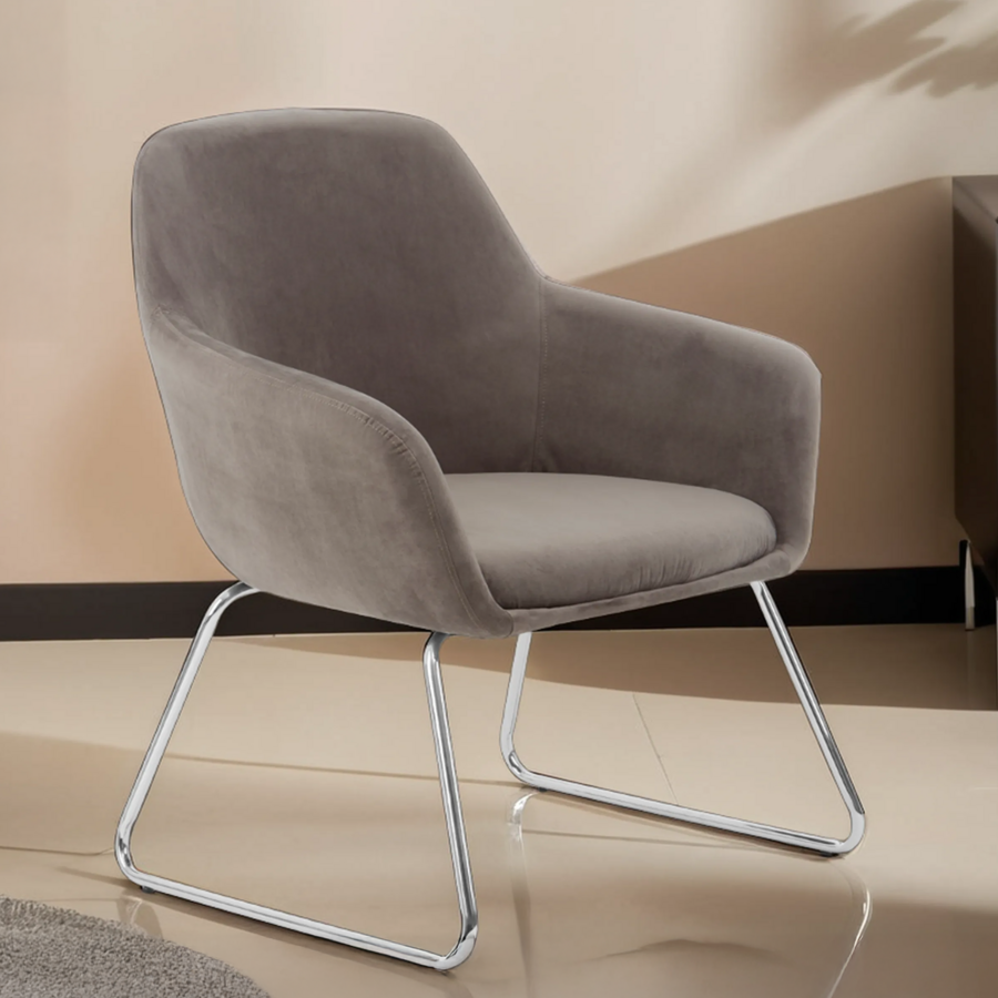 Stockholm Grey Velvet Dining Chair with Armrests