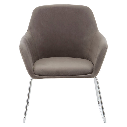Grey Velvet Dining Chair with Armrests