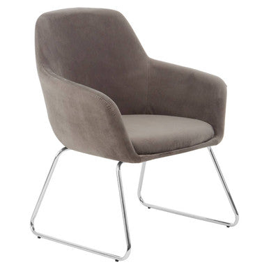 Stockholm Grey Velvet Dining Chair with Armrests