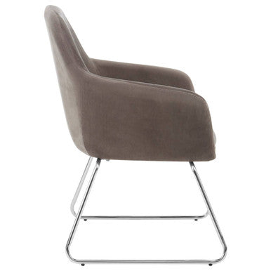 Stockholm Grey Velvet Dining Chair with Armrests