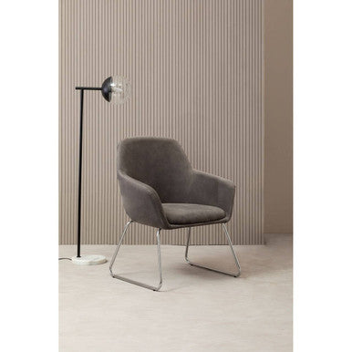 Stockholm Grey Velvet Dining Chair with Armrests