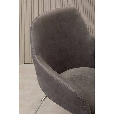 Stockholm Grey Velvet Dining Chair with Armrests