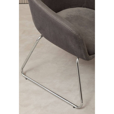 Stockholm Grey Velvet Dining Chair with Armrests