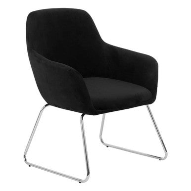 Stockholm Black Velvet Dining Chair with Armrests