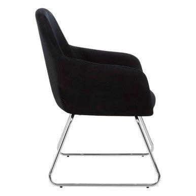 Stockholm Black Velvet Dining Chair with Armrests