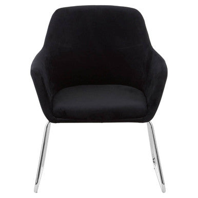 Stockholm Black Velvet Dining Chair with Armrests