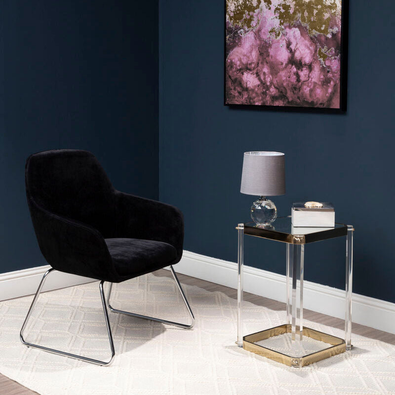 Stockholm Black Velvet Dining Chair with Armrests