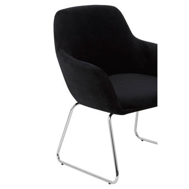 Stockholm Black Velvet Dining Chair with Armrests
