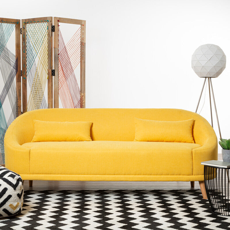 Holland Yellow Linen 2 Seater Sofa