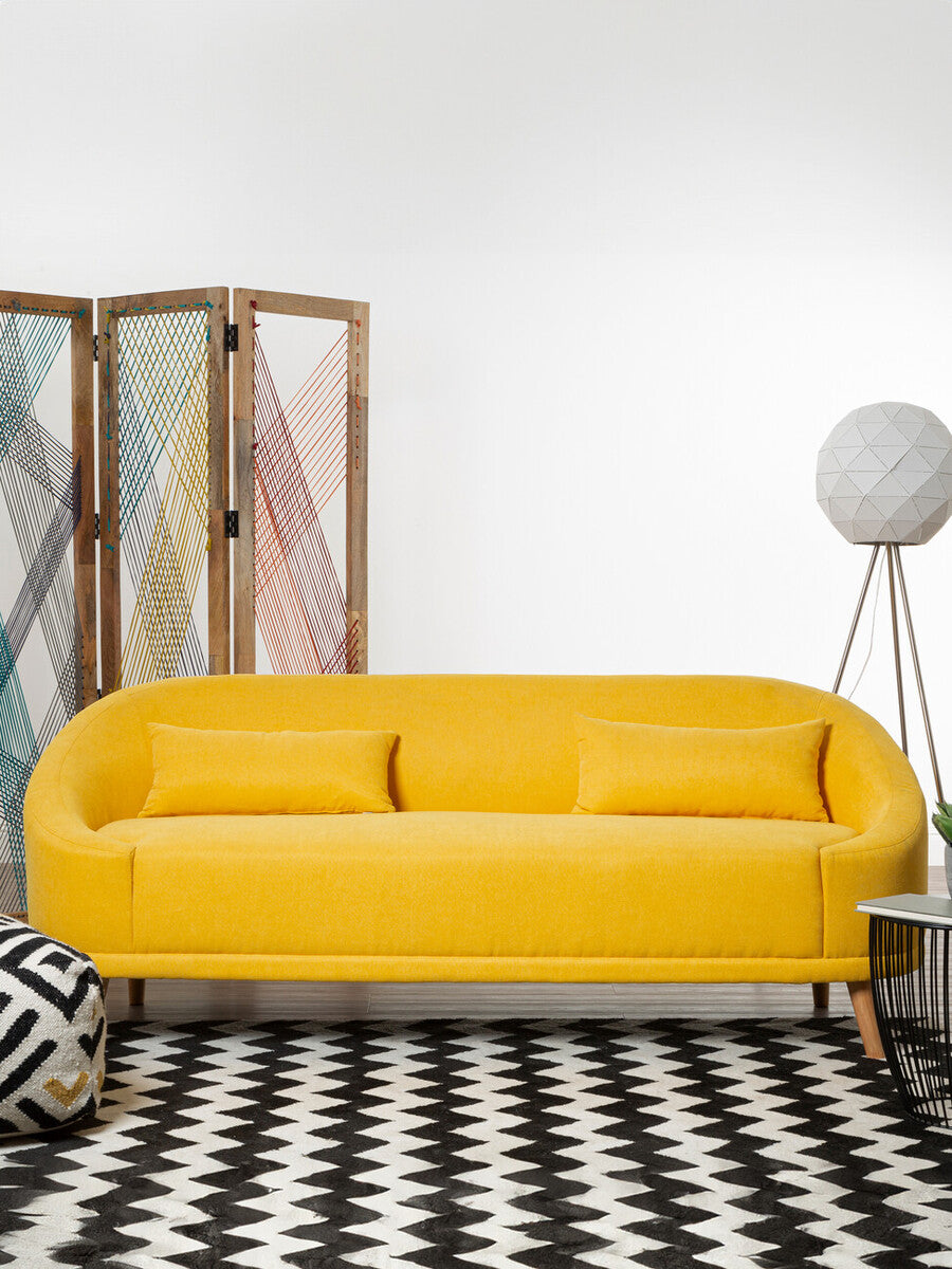 Holland Yellow Linen 2 Seater Sofa