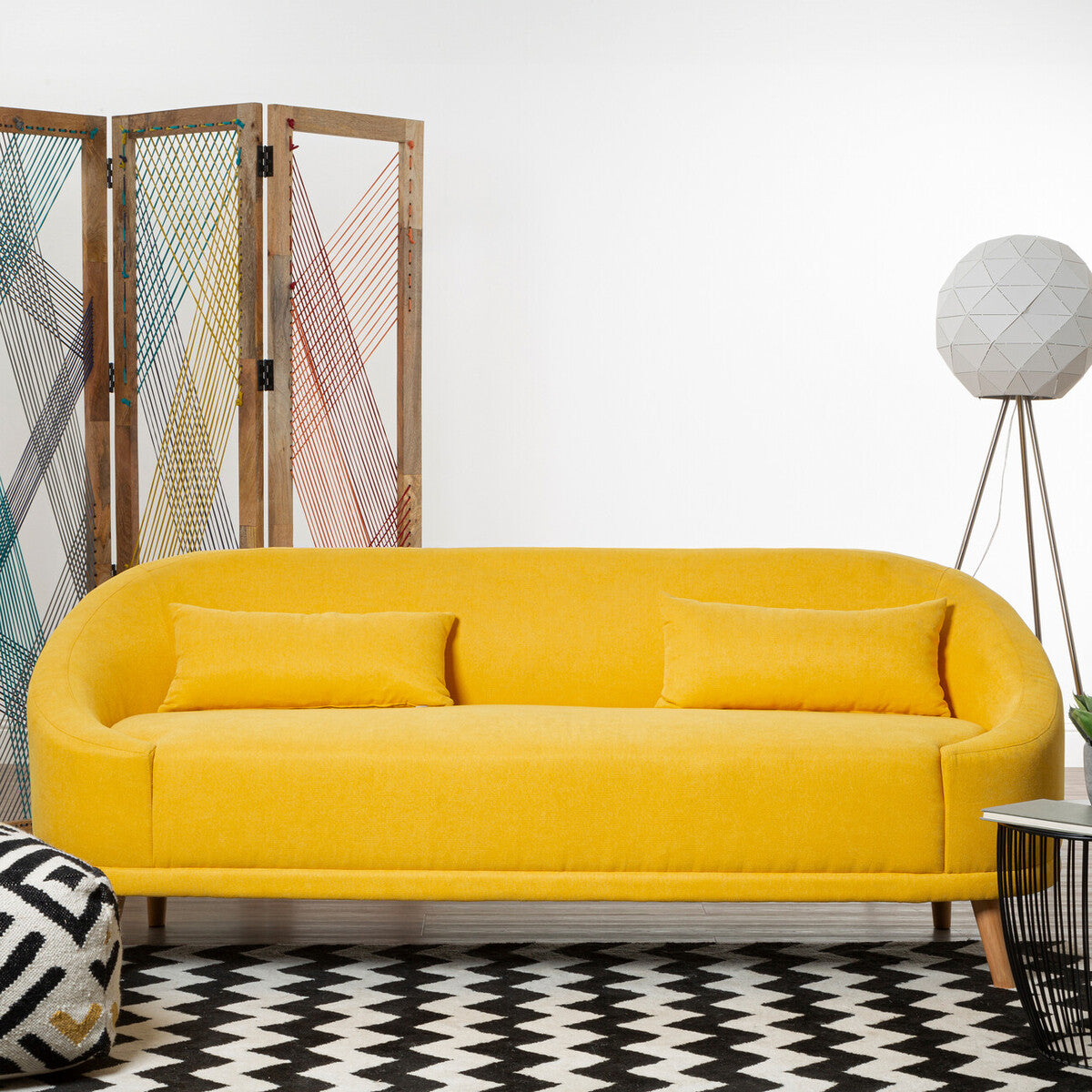 Holland Yellow Linen 2 Seater Sofa