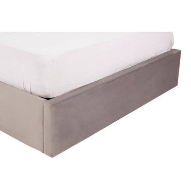 Grey Velvet Ottoman Double Bed