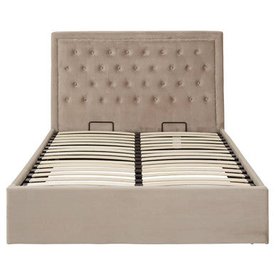 Mink Velvet Ottoman Double Bed