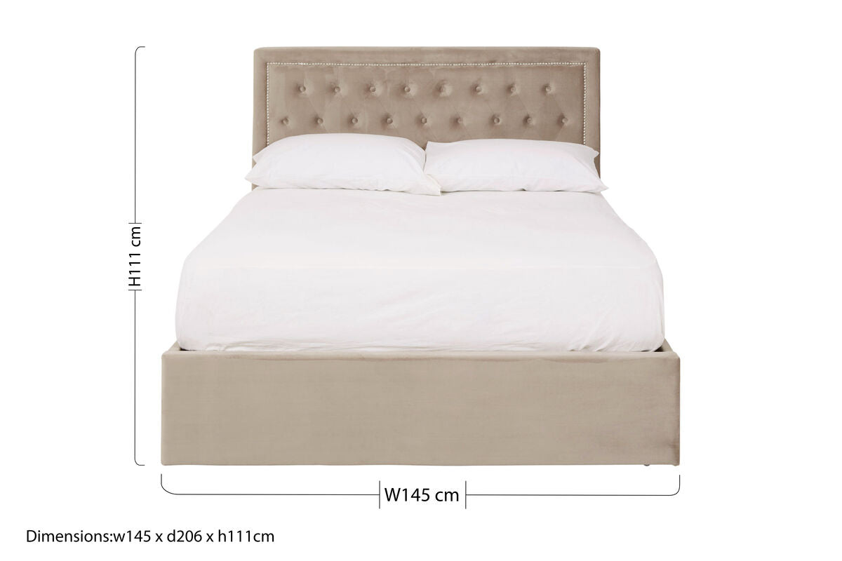 Mink Velvet Ottoman Double Bed