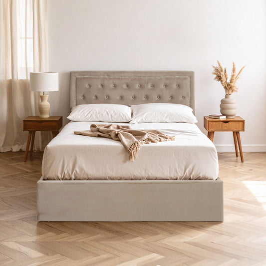 Mink Velvet Ottoman Double Bed