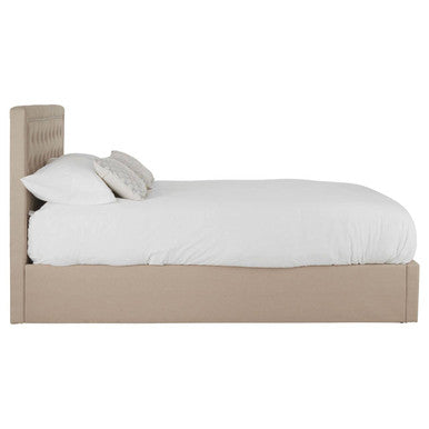 Beige Linen Ottoman Double Bed