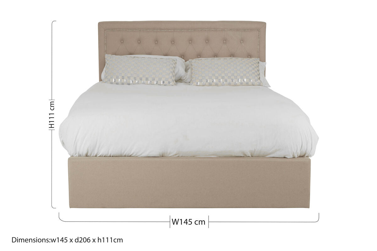 Beige Linen Ottoman Double Bed
