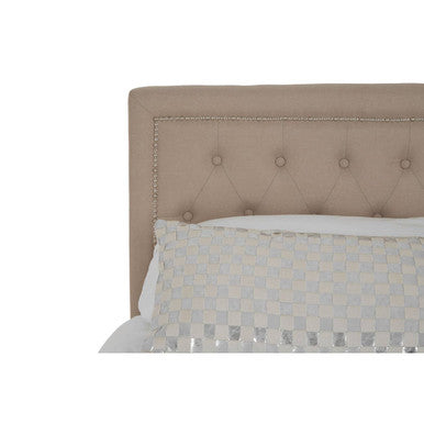 Beige Linen Ottoman Double Bed
