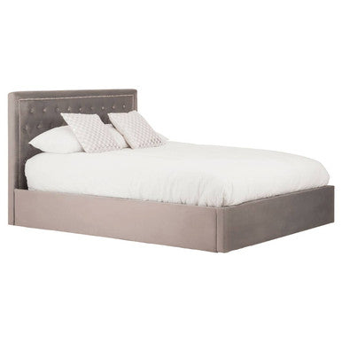 Grey Velvet Ottoman King Bed